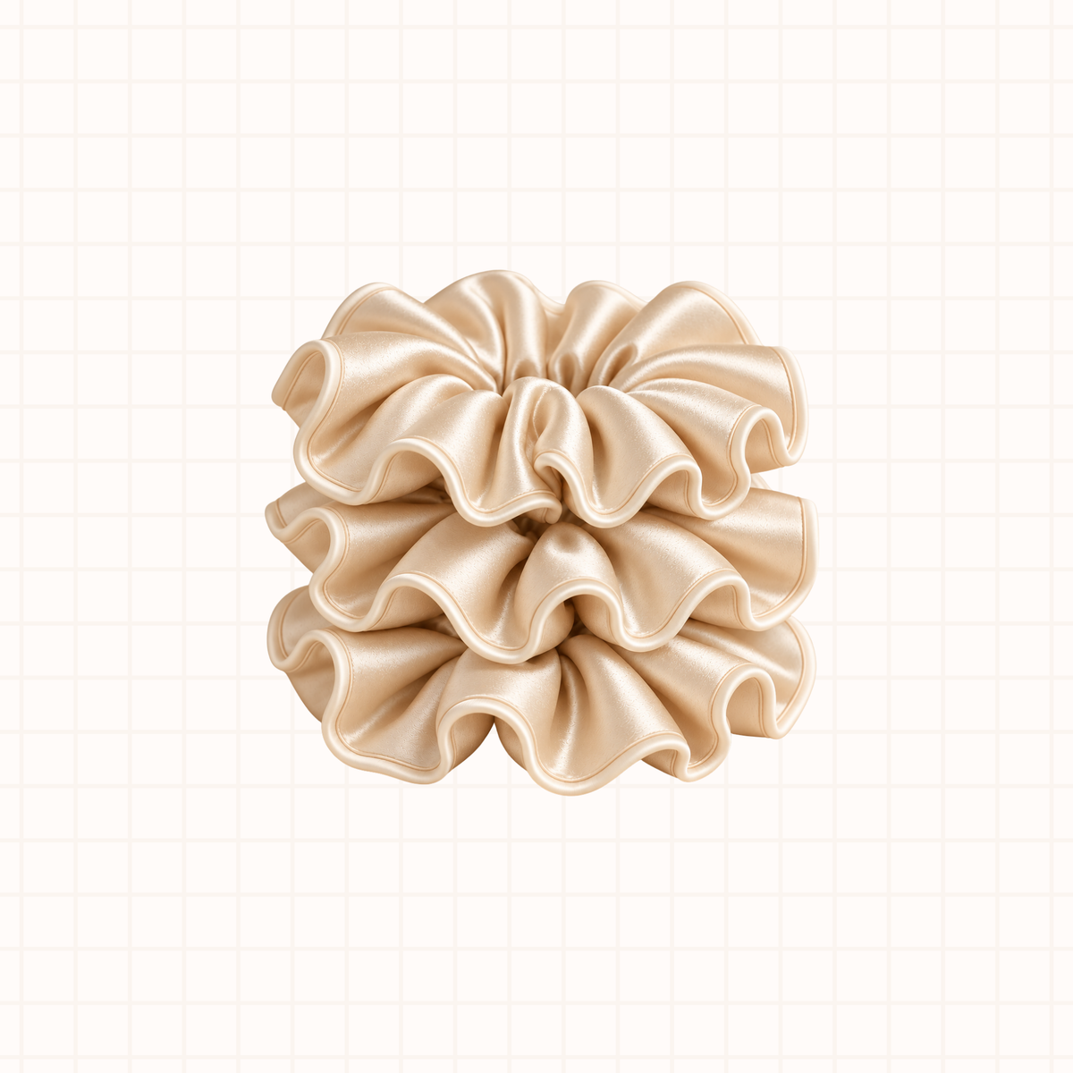 Midi Piped Silk Scrunchies Pack of 3 in Clinical Cream