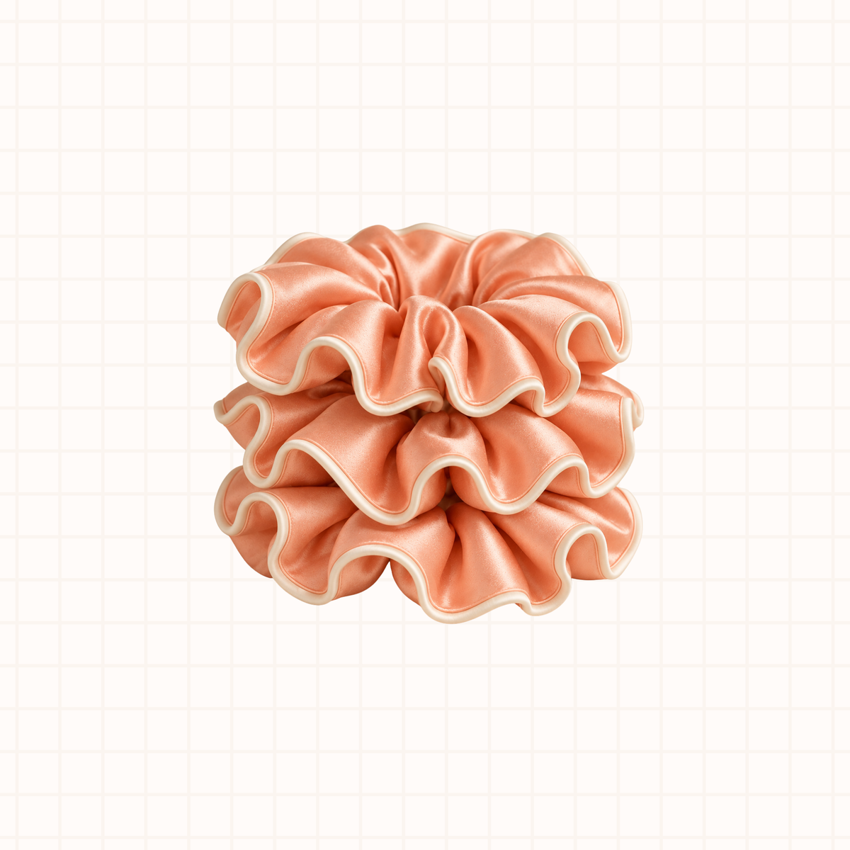 Midi Piped Silk Scrunchies Pack of 3 in Peach Prescription