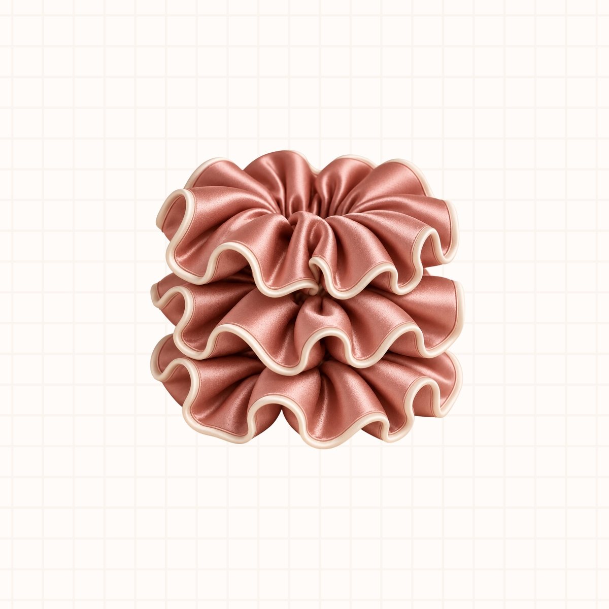 Midi Piped Silk Scrunchies Pack of 3 in Rose Remedy