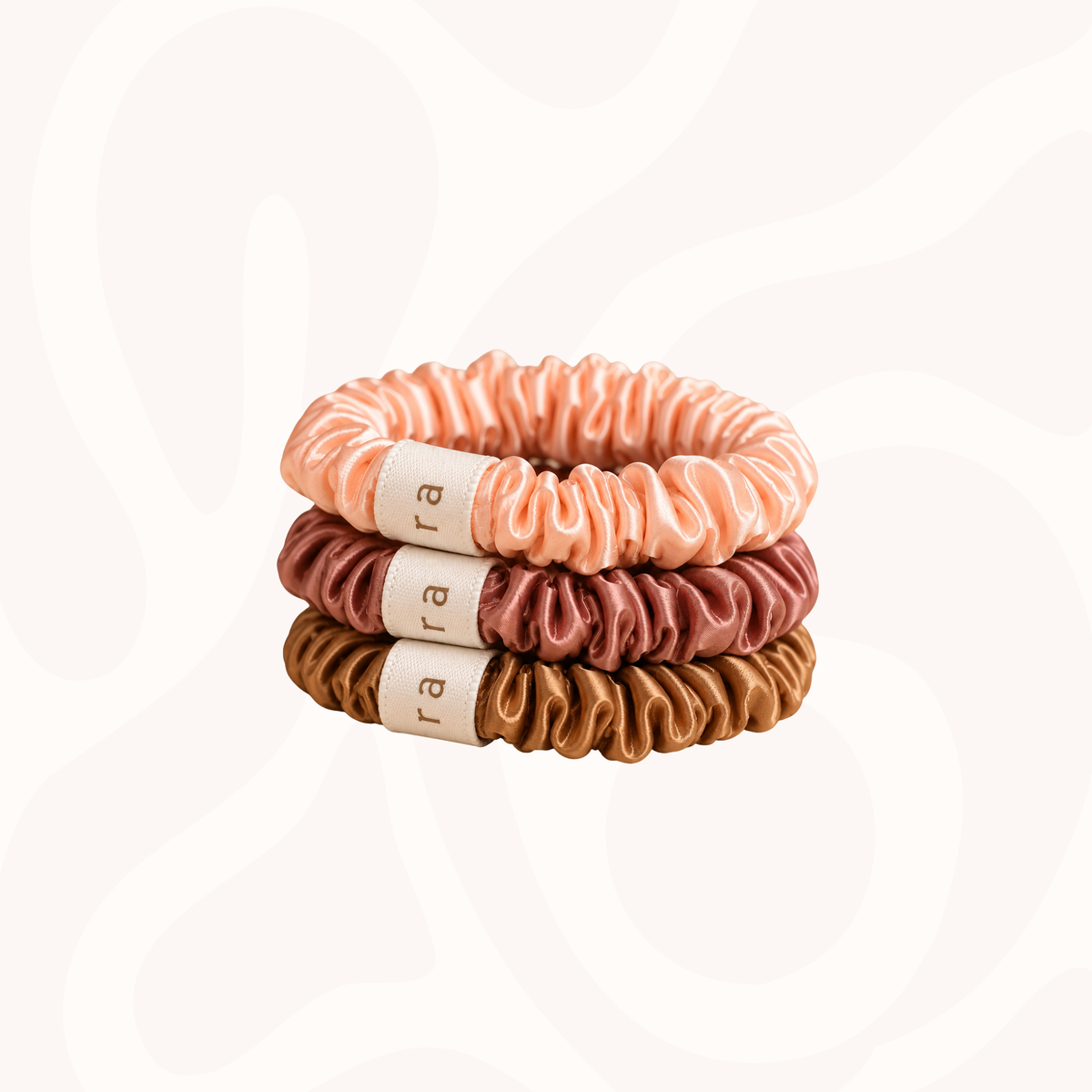 Skinny Silk Scrunchies Pack of 3 in Deep Blush