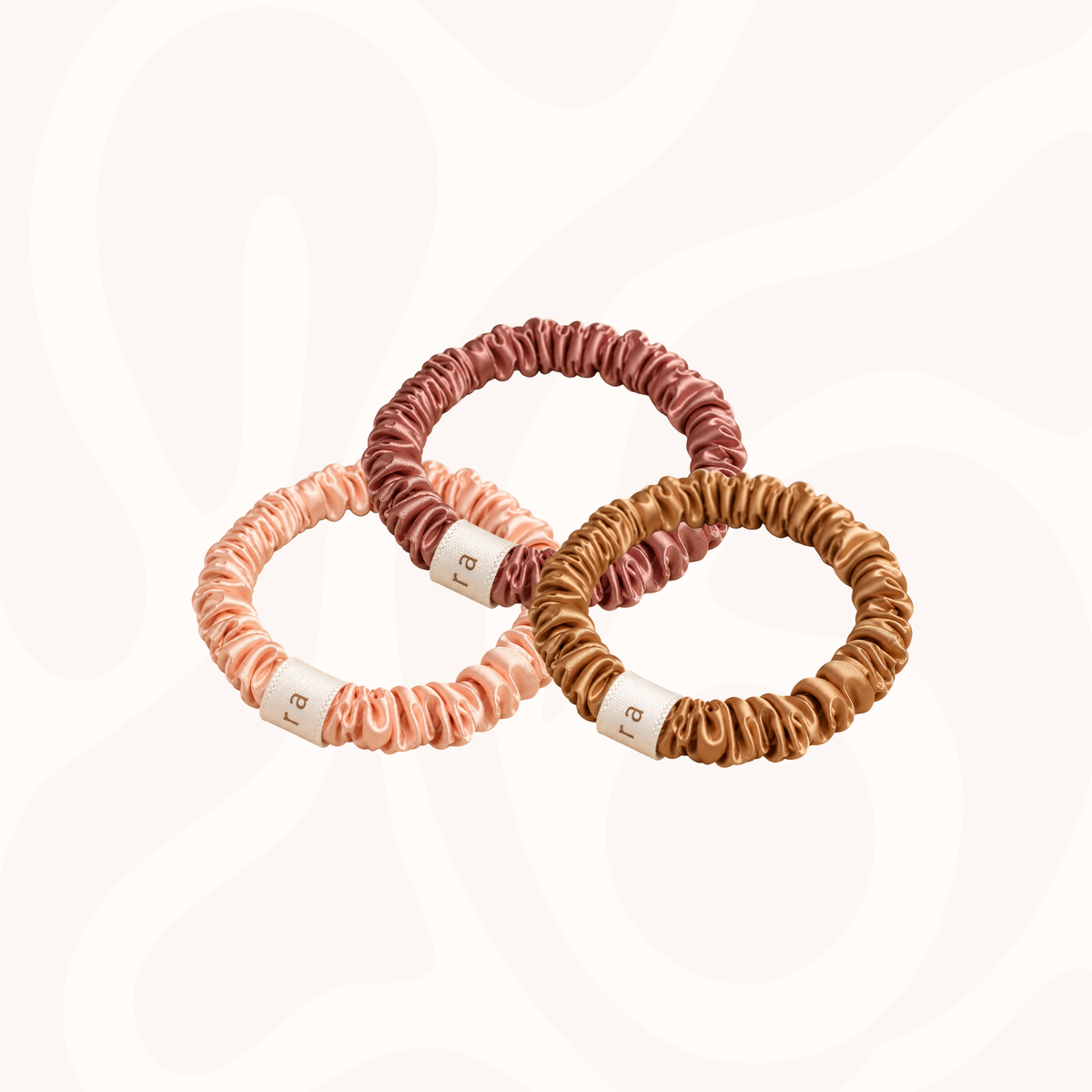 Skinny Silk Scrunchies Pack of 3 in Deep Blush
