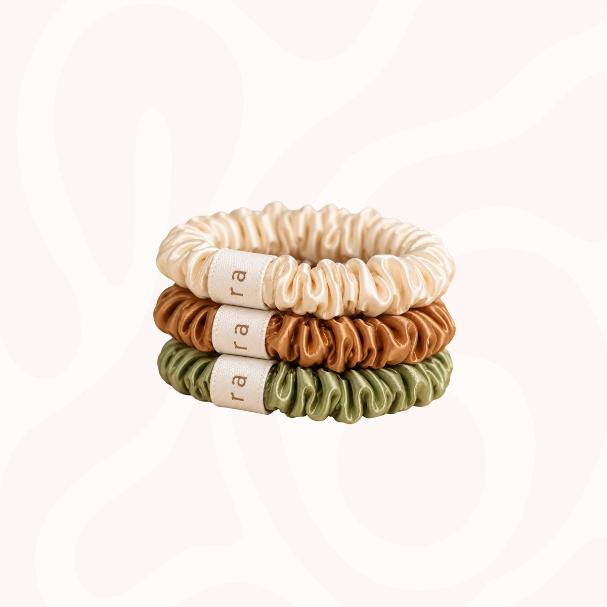 Skinny Silk Scrunchies Pack of 3 in Boho Earth