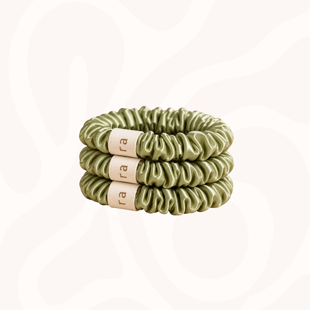 Skinny Silk Scrunchies Pack of 3 in Matcha Medicine