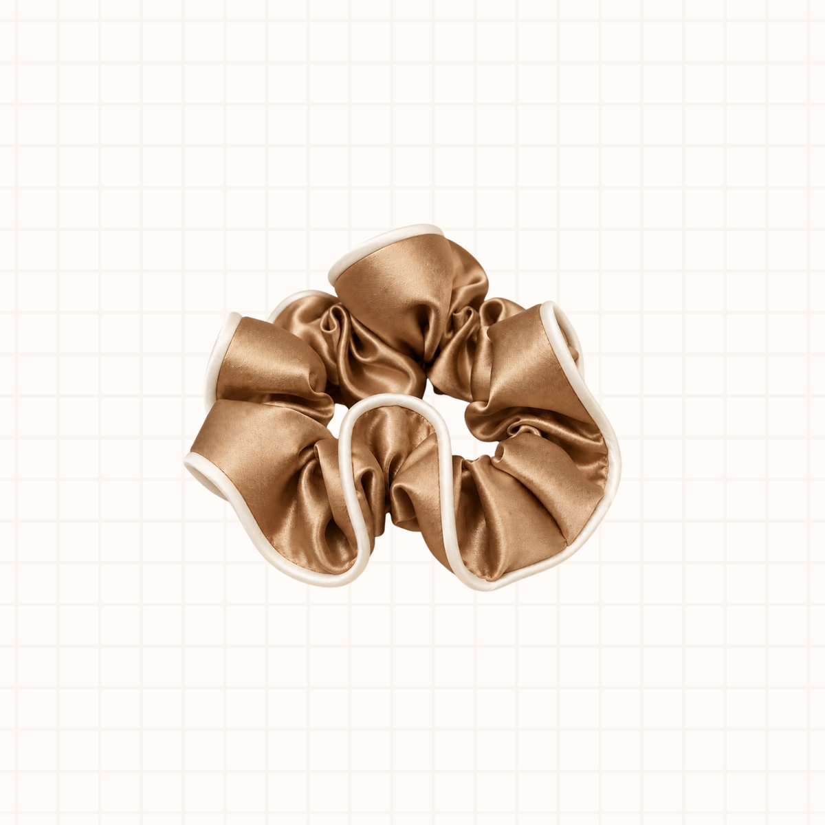 Midi Piped Silk Scrunchie Single in Caramel Capsule