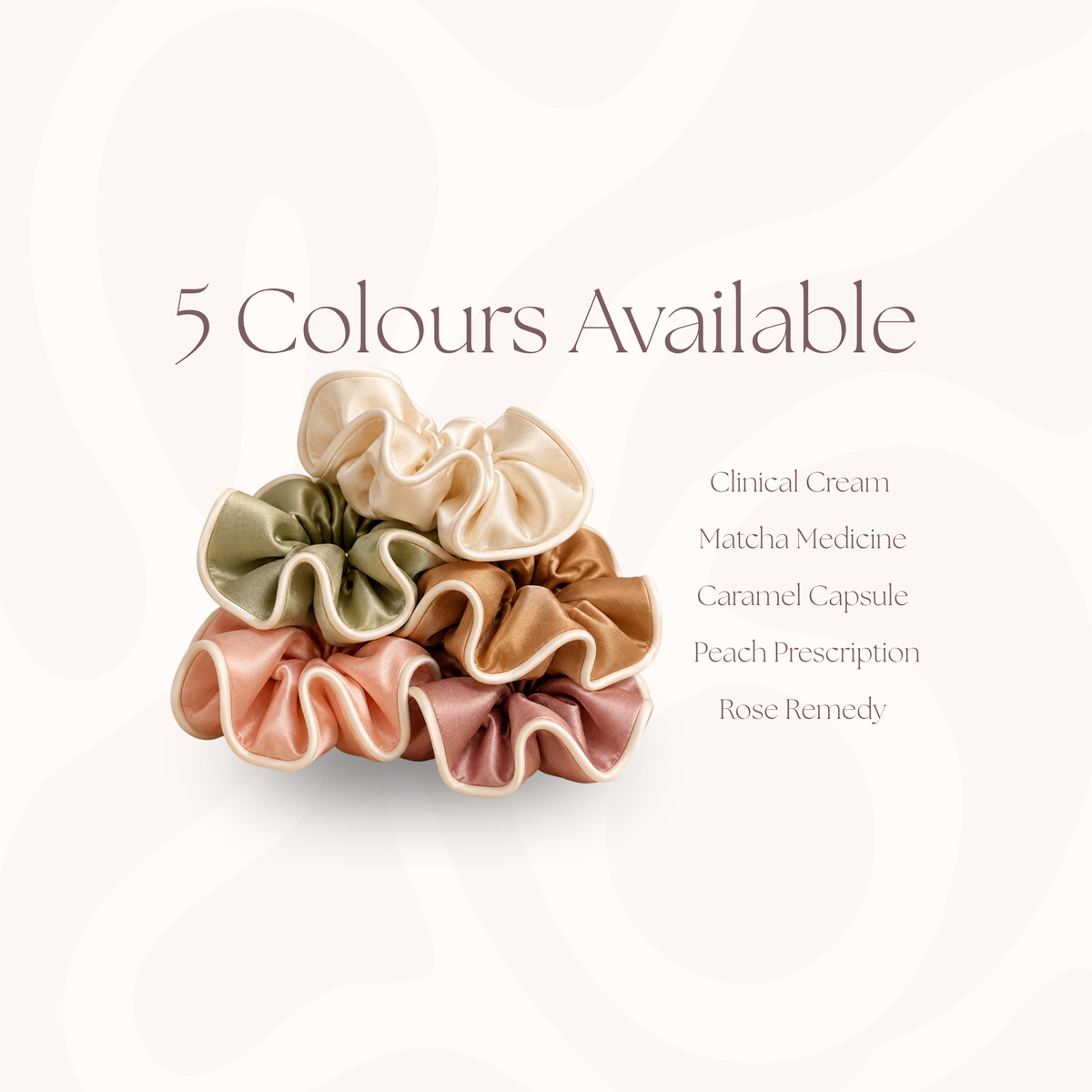 Midi Piped Silk Scrunchies Pack of 3 in Matcha Medicine